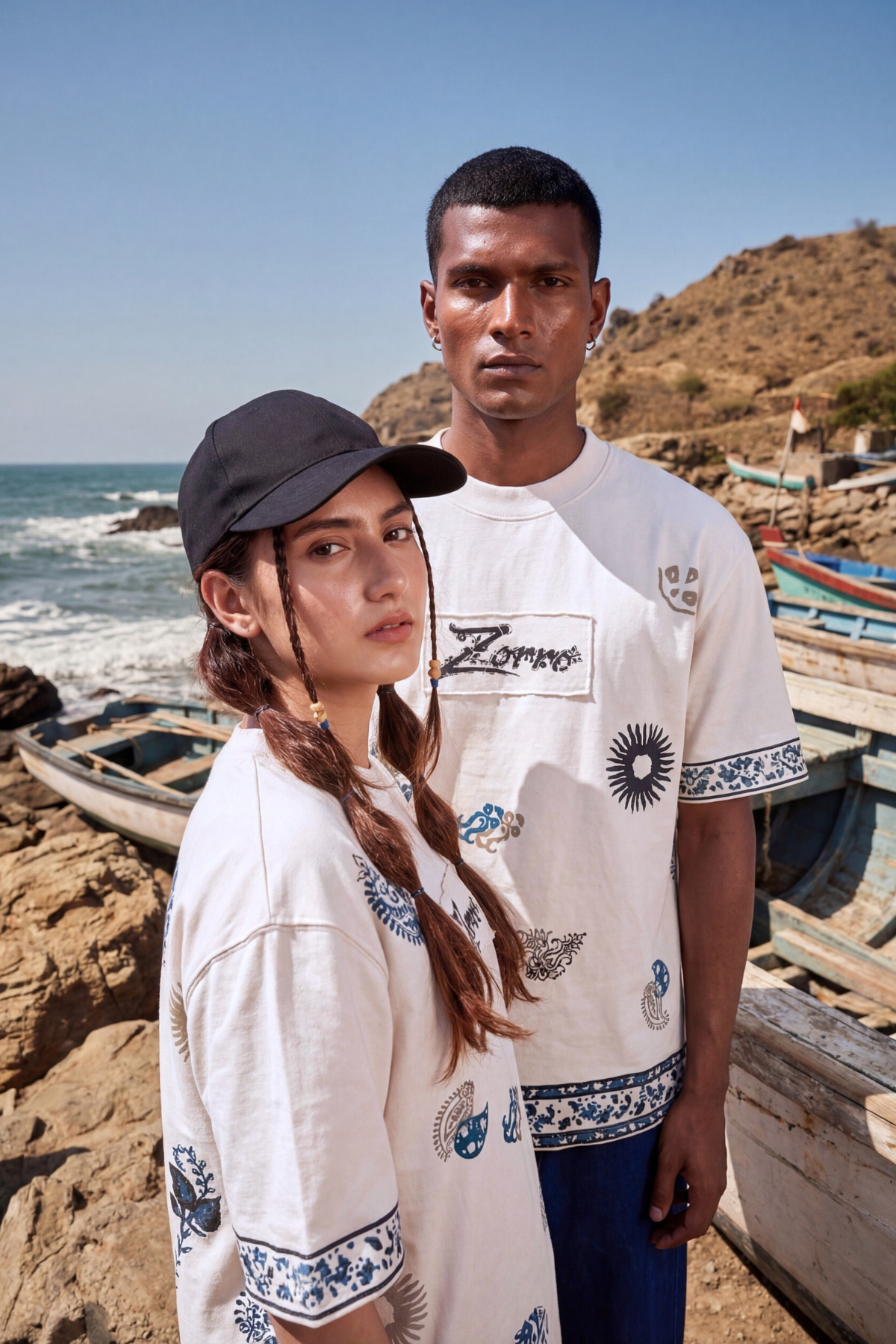 WHITE BLOCKPRINT TSHIRT